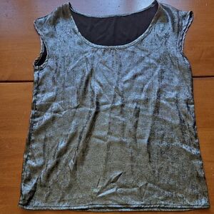 Metallic Scoop Neck Women's Tank Top - Black